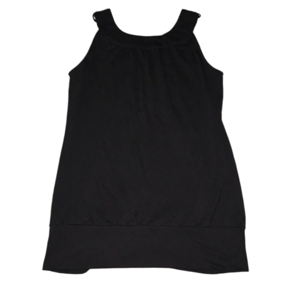 ROMY Black Tank Top Sleeveless V-Neck Statement Flowey Tunic Womens Size Medium - Picture 5 of 10